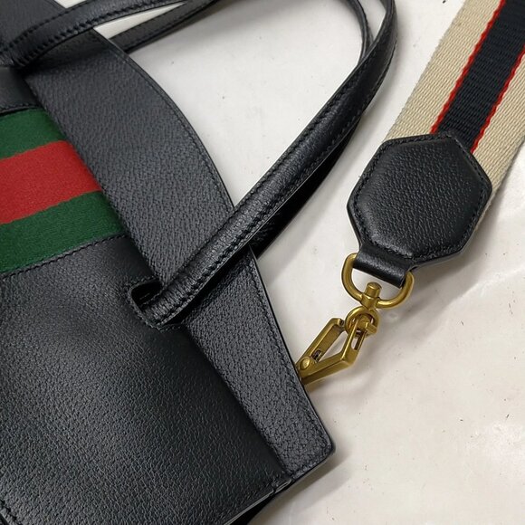 Gucci Hand Bag Sherry Line Black Leather mon995-100625 - Picture 5 of 16